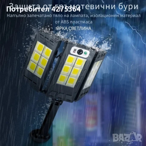 Интегрирана сгъваема соларна стенна лампа W796-9 с дистанционно управление, снимка 5 - Соларни лампи - 51147992
