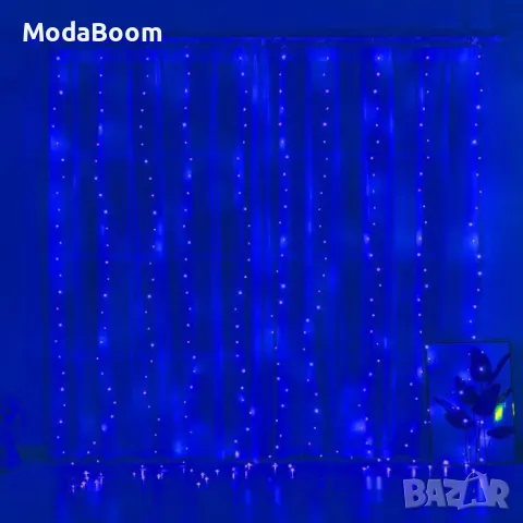Коледни лампички с 300Led лампи 3 метра на 3 метра ,коледна завеса с дистанционно, снимка 8 - Декорация за дома - 48355244