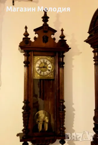 Немски античен стенен часовник с топузи Gustav Becker от 1890г. Напълно автентичен, много рядък часо