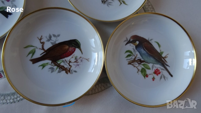 Винтидж! Комплект от шест чинийки с птици - Furstenberg , снимка 4 - Декорация за дома - 51781632