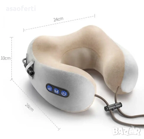 🧘 Шиацу U-образна Масажна Възглавница за Врат с Подгряване – Мемори Пяна, Безжична, снимка 3 - Масажори - 52552667