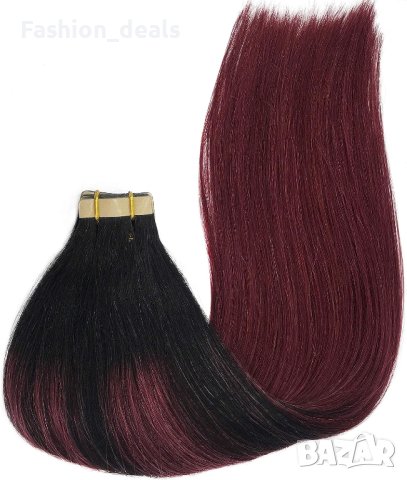 Нова червена удължаваща естествена коса Треса удължения Прическа 60 см, снимка 7 - Аксесоари за коса - 42113895