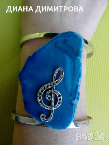 Ръчно декориран сет /комплект /гривна и колие със син ахат! Подарък за жена! , снимка 8 - Бижутерийни комплекти - 35107059