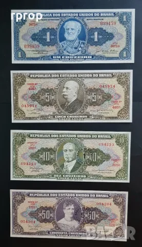 Бразилия. 1, 5, 10 и 50 крузейро. 1950- 1963 година. UNC. 4 бройки