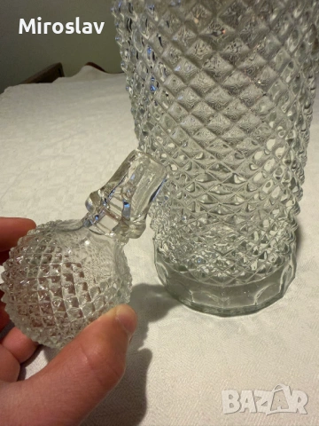 Кристална гарафа с капачка - ретро, снимка 4 - Антикварни и старинни предмети - 54277826