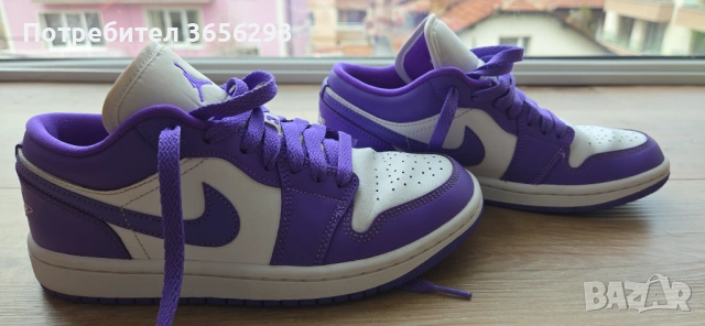 Автентични дамски Nike Air Jordan 1 в цвят лилаво. Размер 36.5, снимка 6 - Маратонки - 54012934