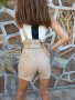  🔝 Единична бройка!!! Италиански Кожени къси панталони с колан и тиранти , снимка 7