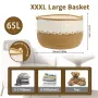 Голяма памучна кошница за пране XXL Сгъваема Пераема С дръжки 50×50×33 см – Жълто/Бяло, снимка 4