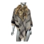 Gucci Fox Fur Wool Silk Scarf stole poncho GG monogram 124x130, снимка 1