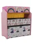 Розова детска етажерка с текстилни кутии, снимка 1