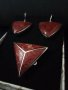 Дизайнерски сребърен комплект  с червен  корал   /обеци и пръстен /, снимка 4