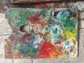 Старо дървено куфарче на художник и палитри, снимка 11