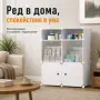 Модулен шкаф за съхранение – 6 модула с вратички, бял, 144 × 74 × 37 см, снимка 2