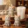 3D малко седнало коте котка силиконов молд форма свещи гипс сапун смола фондан декорация торта , снимка 1