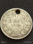 Сребърна монета 1 лев 1910г. Царство България продупчена за НАКИТ, НОСИЯ, КОЛЕКЦИЯ 40475, снимка 2