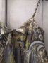 Бутикова Рокля от Естествена коприна, нова, сиво и златно, размер L, снимка 6