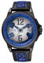Мъжки часовник Q&Q 004, кварцов, черен със синьо