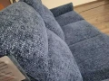 Сив диван от плат тройка с електрически релаксиращ механизъм, снимка 12