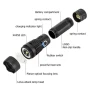 Мощен тактически фенер LED прожектор регулируем фокус USB зареждане за лов риболов къмпинг аварии, снимка 7