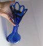 Синя стъклена ваза, уникат, снимка 9