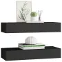 vidaXL Стенни рафтове с чекмеджета, 2 бр, черни, 60x23,5x10 см, МДФ, снимка 4
