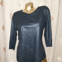 OBJECT L Черна блуза от еко кожа с тричетвърти ръкав , снимка 4 - Блузи с дълъг ръкав и пуловери - 42763578