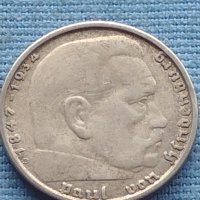 Сребърна монета 2 райхсмарки 1938г. Нацистка Германия със СВАСТИКА 39637, снимка 2 - Нумизматика и бонистика - 42763477