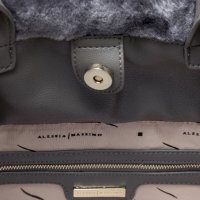 -60% Италианска чанта Алесиа Масимо екокожа/еко косъм, цвят сив, снимка 3 - Чанти - 31124672