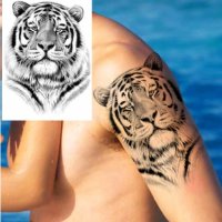 #2 Тигър черно бял временна татуировка татос татус Tattoo, снимка 1 - Други - 30925739