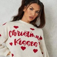 Коледен дамски пуловер 'Christmas Kisses', снимка 1 - Блузи с дълъг ръкав и пуловери - 38243005