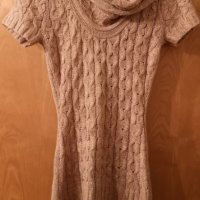 Дълъг пуловер с яка без ръкави светло бежов, снимка 1 - Блузи с дълъг ръкав и пуловери - 31202029