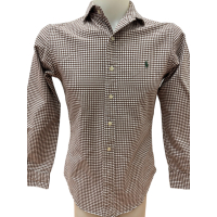 Мъжка риза RALPH LAUREN размер S бежово каре, снимка 1 - Ризи - 44569449