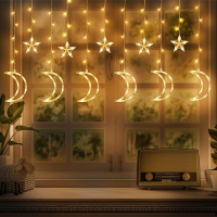 Ezzfairy Звезди и Луна LED Светлини: 138 LED за Рамадан, 8 Режима, USB, снимка 2 - Лед осветление - 44660281