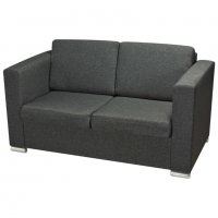 2-местен диван от плат, тъмно сиво, снимка 3 - Дивани и мека мебел - 38351415