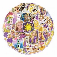 Рапунцел Rapunzel 50 бр самозалепващи лепенки стикери за украса декор картонена торта и др парти, снимка 3 - Други - 36887844