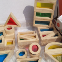 Rainbow Wood Blocks 40 части. Луксозен светещ дървен конструктор , снимка 2 - Образователни игри - 36540957