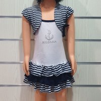 Нова детска моряшка рокля-болеро с ръкави от 12 месеца до 3 годинки, снимка 1 - Детски рокли и поли - 30327084