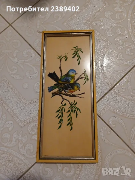 Ретро картина с врабчета 6лв, снимка 1