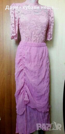 Асиметрична розова дълга пола👗🍀M,L👗🍀арт.2088, снимка 1