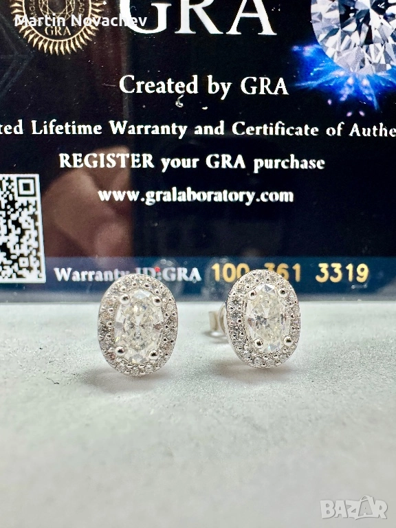Сребърни обеци с мойсанит (Диамант) 0.5 карата, снимка 1