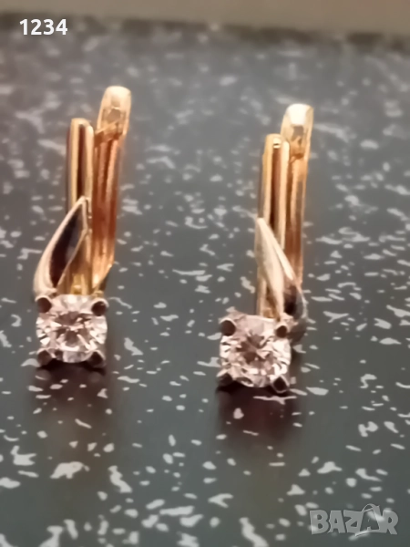 Нови златни обеци от розово и бяло злато 14 к., снимка 1