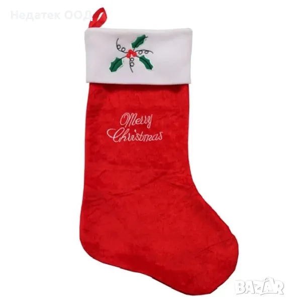 Коледен, кадифен, ботуш, Червен, 71x43, снимка 1