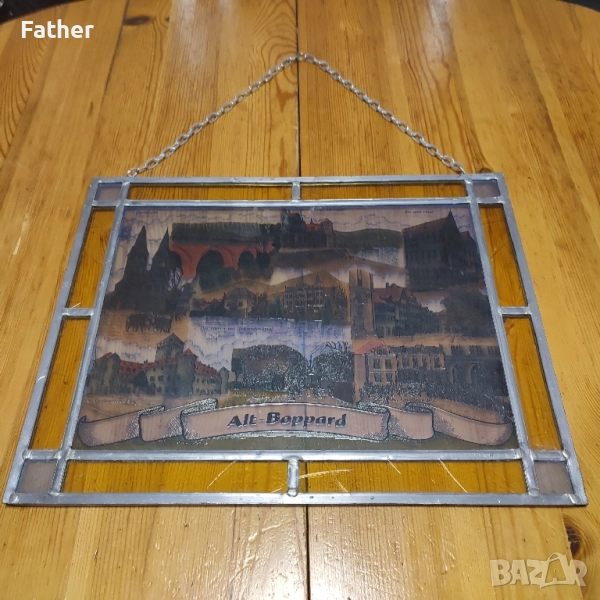 Стъклена картина с калаен обков/витраж, снимка 1