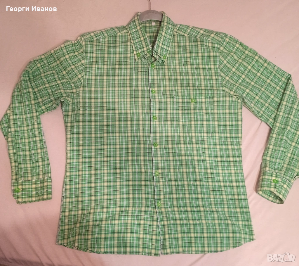 КАТО НОВА M/L ЕФЕКТНА БЪЛГАРСКА карирана спортно-елегантна риза BG plaid shirt, снимка 1