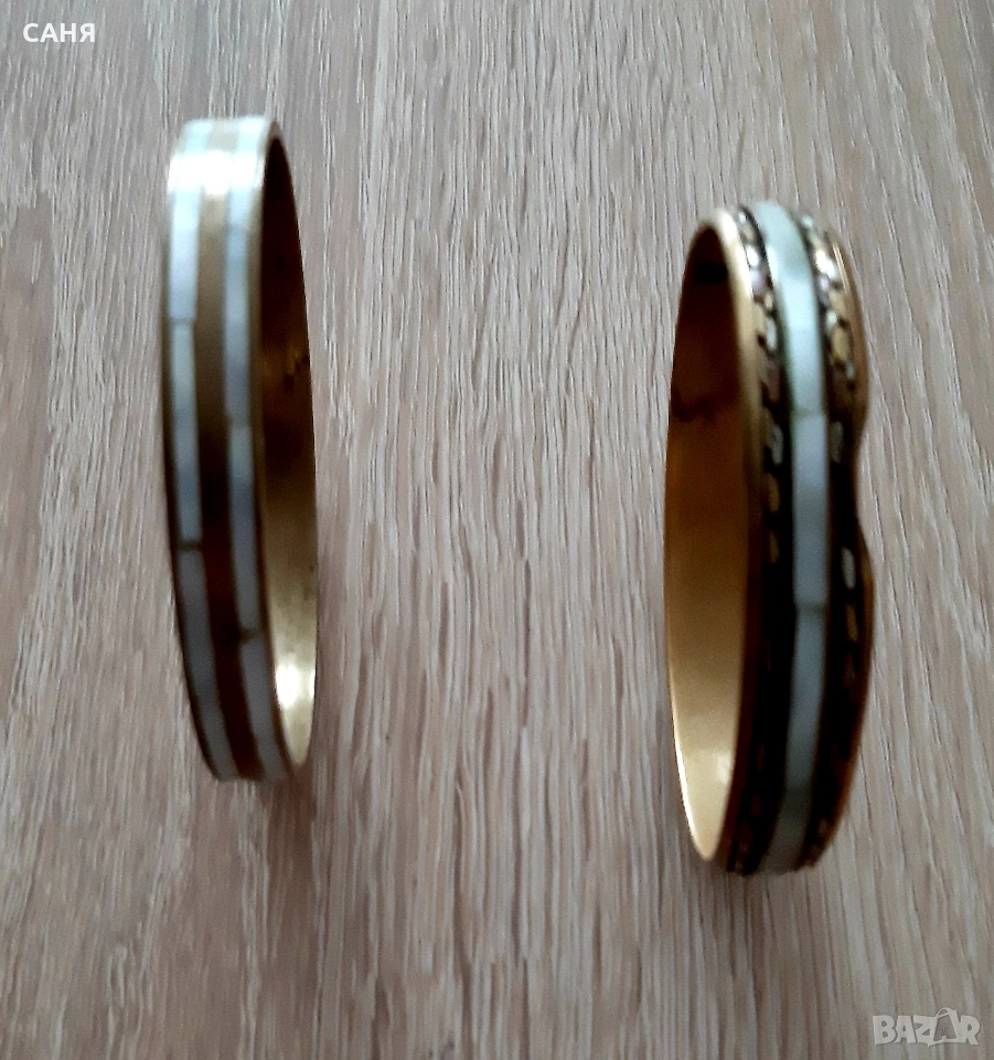 Месингови гривни, със седеф от70-80те години, снимка 1