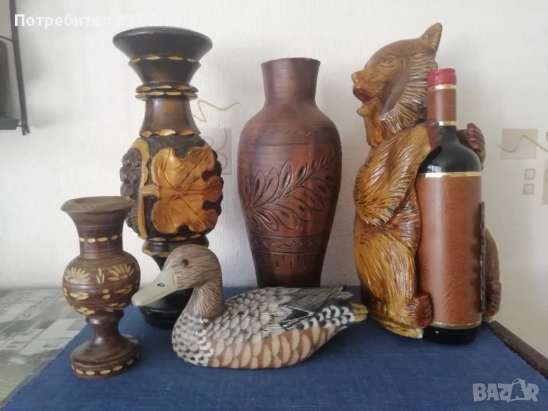 Стари дървени авторски изработки: вази, кутии, декорации. , снимка 1