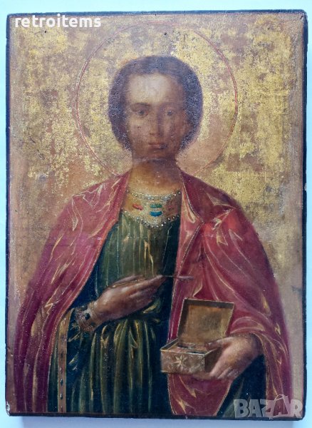 Старинна Икона от Манастир Свети Пантелеймон на Атон. 19 Век, снимка 1