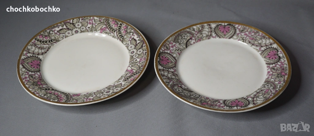 2 Стари порцеланови плитки чинии Български Порцелан Изида Кашмир, снимка 1
