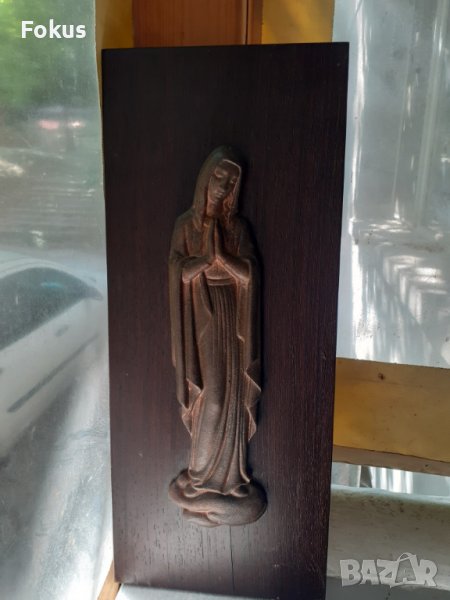 Богородица пано от чугун статуя икона статуетка масивна, снимка 1