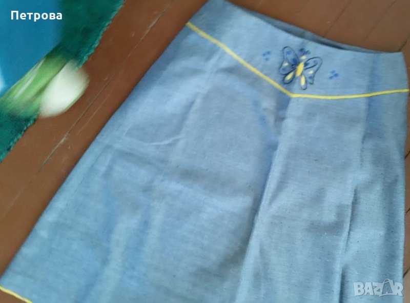 Нова пола тип дънкова с бродерия, снимка 1